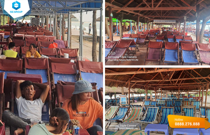 Quý khách sẽ được nhận ghế bố để được nghỉ ngơi tại bãi biển Hồ Tràm