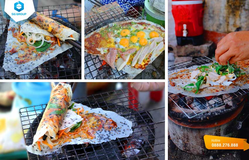 Món ăn vặt nổi tiếng tại Phan Thiết không thể kể đến bánh trắng nướng mắm ruốc