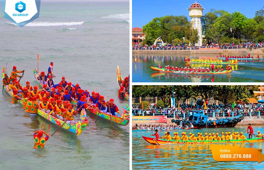 Sôi động với lễ hội đua thuyền rồng truyền thống trên sống Cà Ty
