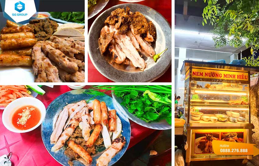 Minh Hiếu là một quán ăn vặt nổi tiếng ở Phan Thiết, chuyên phục vụ món nem nướng đặc sản