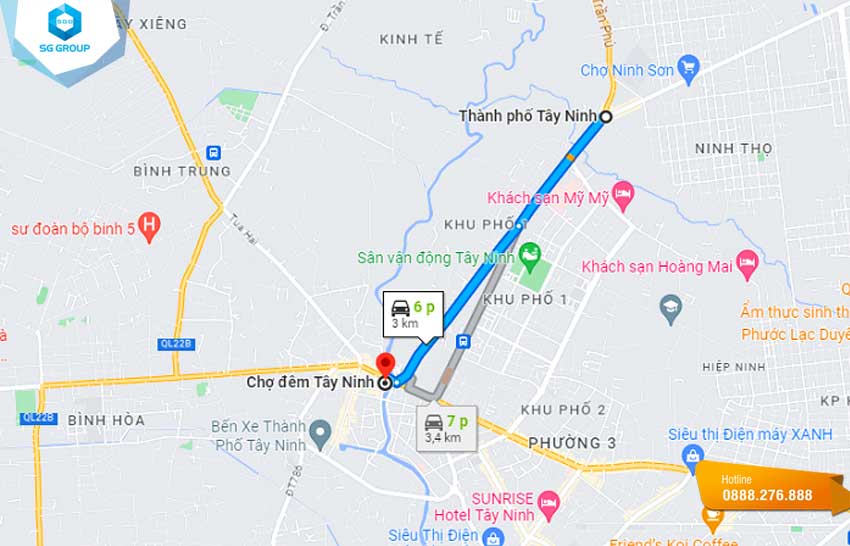 Cách di chuyển đến chợ đêm từ trung tâm thành phố Tây Ninh
