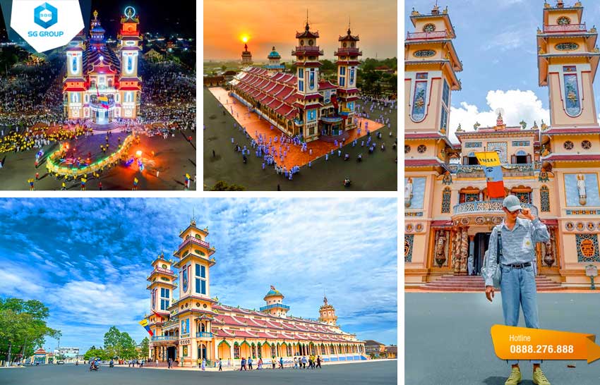 Đoàn di chuyển đến khám phá điểm du lịch tôn giáo nổi tiếng trong tour Tây Ninh 1 ngày